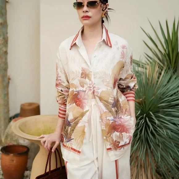 Floral Print Women’s Linen Set - Picture 2 of 9
